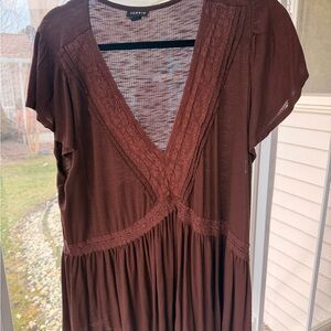 torrid brown Lace-Trim V-Neck Tank